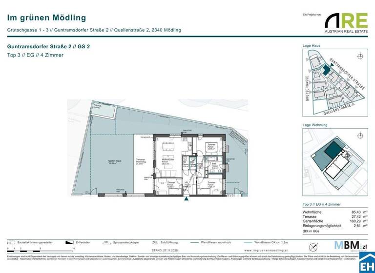 Wohnung zum Kauf - Erstbezug provisionsfrei 520.650 € 4 Zimmer 85,4 m² EG Guntramsdorfer Straße 2 Mödling 2340