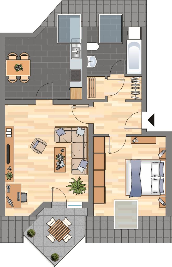 Wohnung zur Miete 459 € 2 Zimmer 58,6 m²<br/>Wohnfläche 2.<br/>Geschoss Fritz-Winter-Straße 32 Bönen Bönen 59199