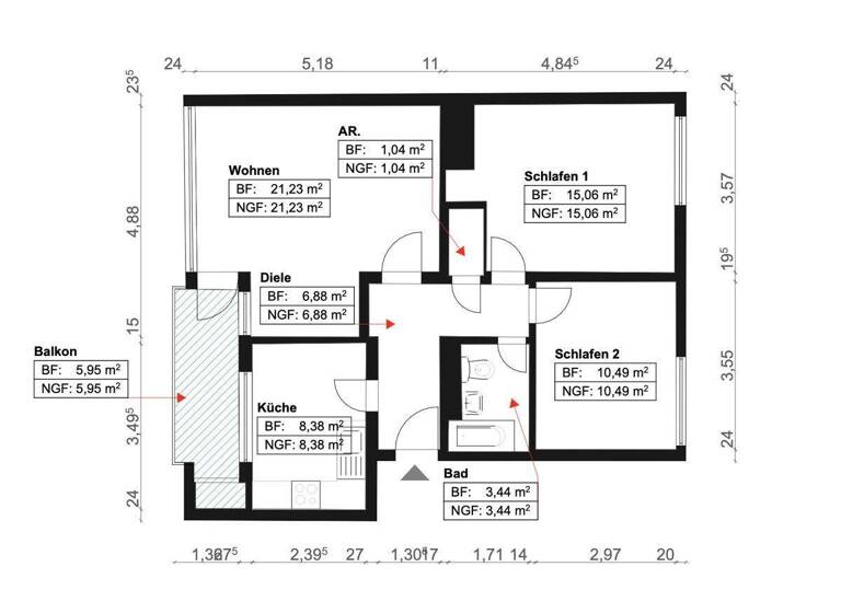 Wohnung zum Kauf 139.900 € 3 Zimmer 72 m² 1. Geschoss Mittelshuchting Bremen 28259