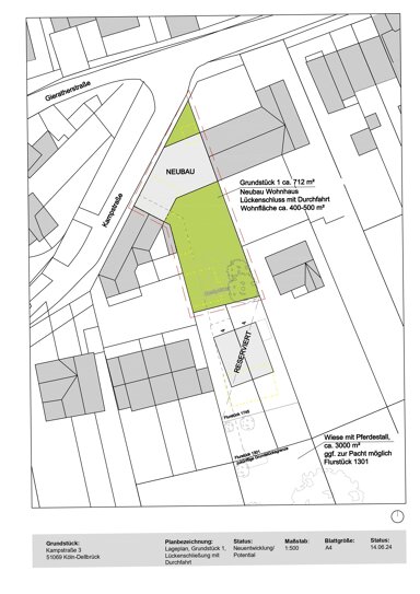 Grundstück zum Kauf provisionsfrei 640.000 € 695 m² Grundstück Kampstr. 3 Dellbrück Köln 51069