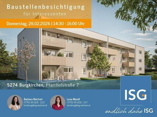 Wohnung zur Miete - Erstbezug 443 € 2 Zimmer 54,5 m² frei ab 01.03.2026 Pfarrhofstraße 7 Burgkirchen 5274
