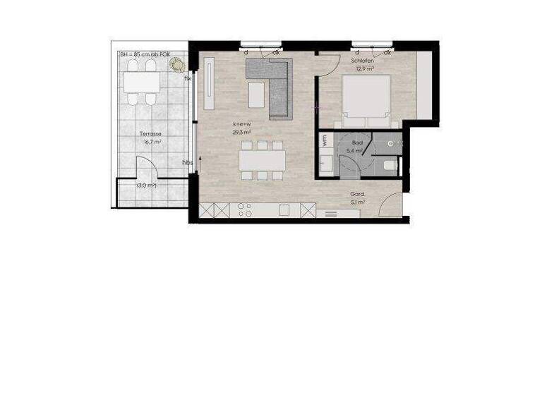 Terrassenwohnung zum Kauf - Erstbezug 369.000 € 2 Zimmer 53 m² 1. Geschoss Lustenau 6890