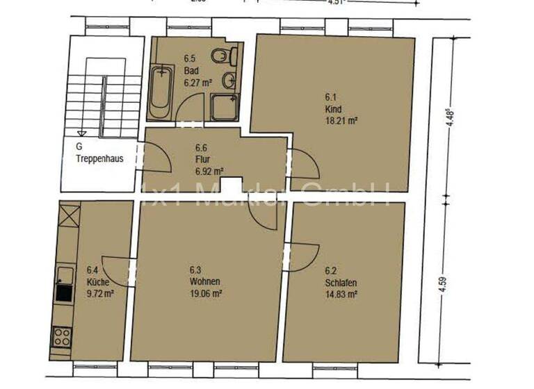 Wohnung zum Kauf 199.000 € 3 Zimmer 75 m² 3. Geschoss Lübecker Str. 52 Paulsstadt Schwerin 19053