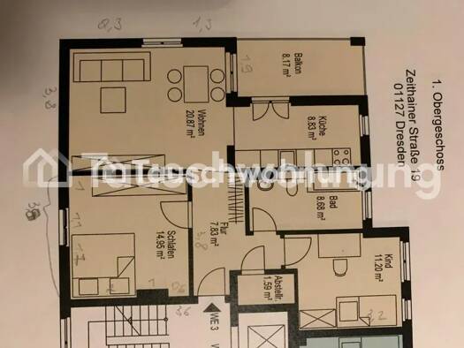 Wohnung zur Miete Tauschwohnung 650 € 3 Zimmer 78 m² 1. Geschoss Pieschen-Nord/Trachenberge Ortsamtsbereich Pieschen 01127