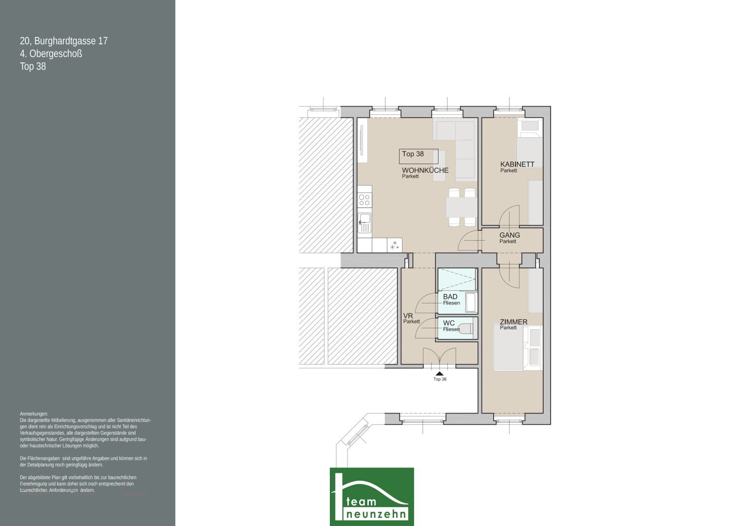 Wohnung zum Kauf 299.001 € 67 m²<br/>Wohnfläche 4.<br/>Geschoss Burghardtgasse 17 Wien,Brigittenau 1200