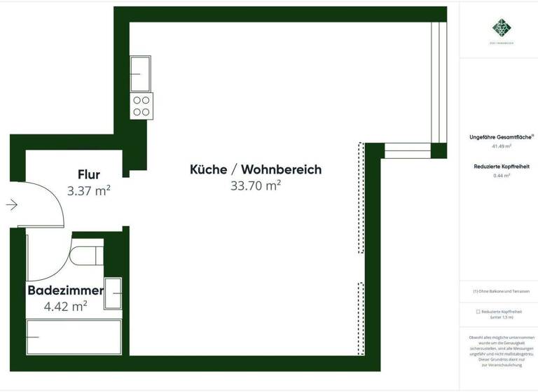 Wohnung zur Miete 699 € 2 Zimmer 41,5 m² 2. Geschoss frei ab sofort Niederndorf 6342