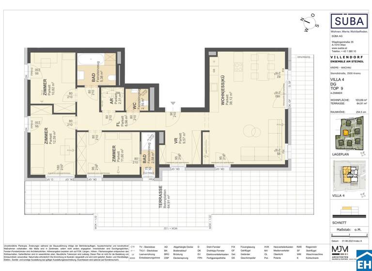 Wohnung zum Kauf - Erstbezug 804.000 € 4 Zimmer 103,7 m² Steindlstraße Krems an der Donau 3500