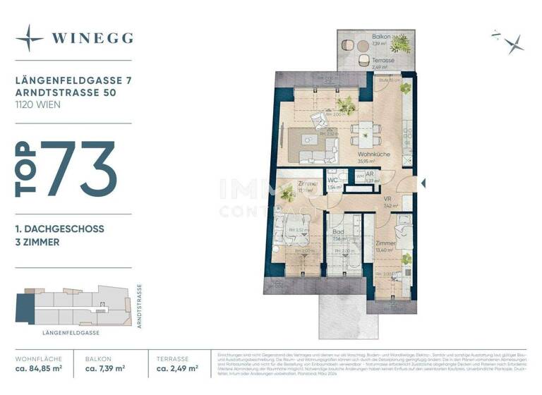 Wohnung zum Kauf - Erstbezug 675.900 € 3 Zimmer 84,9 m² 5. Geschoss Wien 1120