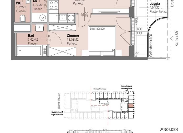 Wohnung zum Kauf - Erstbezug 270.400 € 2 Zimmer 40 m² 2. Geschoss frei ab 30.06.2028 Traisengasse 20-22 Wien 1200