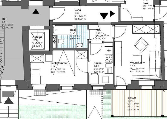 Wohnung zur Miete 335 € 2 Zimmer 39,9 m²<br/>Wohnfläche EG<br/>Geschoss Berliner Straße 16 Stadtmitte Cottbus 03046