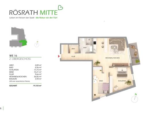 Wohnung zum Kauf provisionsfrei 535.000 € 3 Zimmer 91,9 m² 2. Geschoss Rösrath Rösrath 51503