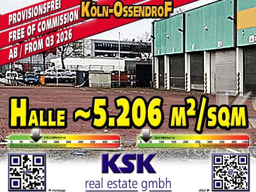 Lagerhalle zur Miete provisionsfrei 5.206 m² Lagerfläche Ossendorf Köln 50827