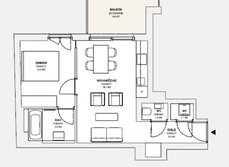 Wohnung zur Miete 881 € 2 Zimmer 43 m² 3. Geschoss Wien 1120