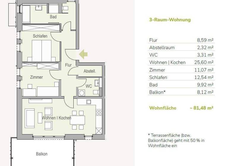 Wohnung zum Kauf - Erstbezug provisionsfrei 387.000 € 3 Zimmer 81,5 m² 2. Geschoss frei ab sofort Am Eichelberg 1f Medingen Ottendorf-Okrilla 01458
