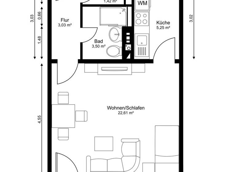Studio zum Kauf 149.000 € 1 Zimmer 39,7 m² 6. Geschoss Halstenbek 25469