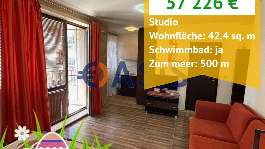 Studio zum Kauf provisionsfrei 57.226 € 1 Zimmer 42 m² 4. Geschoss Slanchev Bryag Sunny Beach 8230