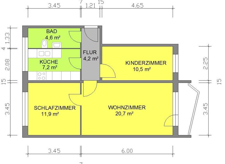 Wohnung zur Miete 380 € 3 Zimmer 60,9 m²<br/>Wohnfläche 4.<br/>Geschoss Eisenach Eisenach 99817