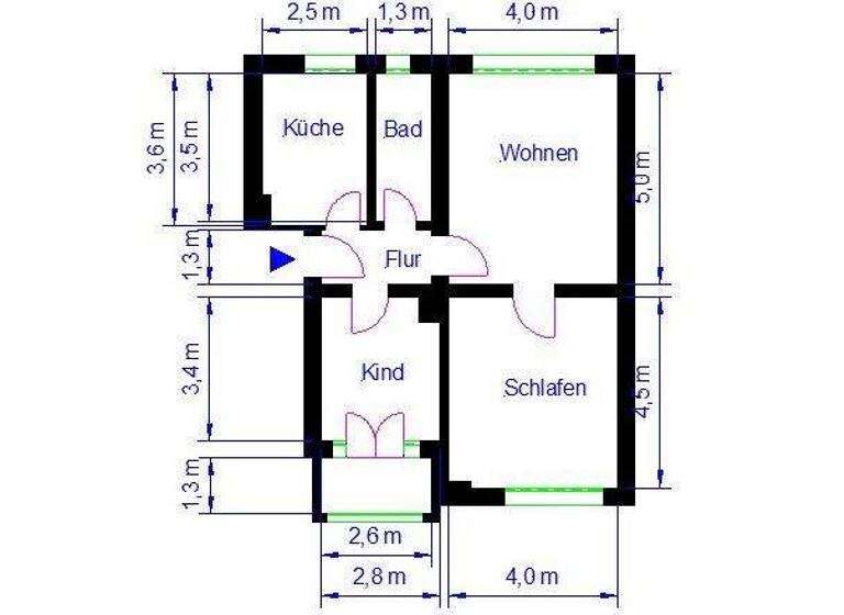 Wohnung zur Miete 445 € 3 Zimmer 68,5 m² EG Curiestr. 43 Neue Neustadt Magdeburg 39124