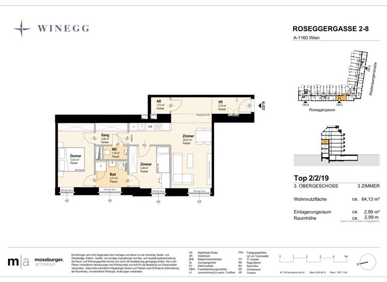 Wohnung zum Kauf - Erstbezug 371.800 € 3 Zimmer 64,1 m² 3. Geschoss Roseggergasse 2-8 Wien 1160