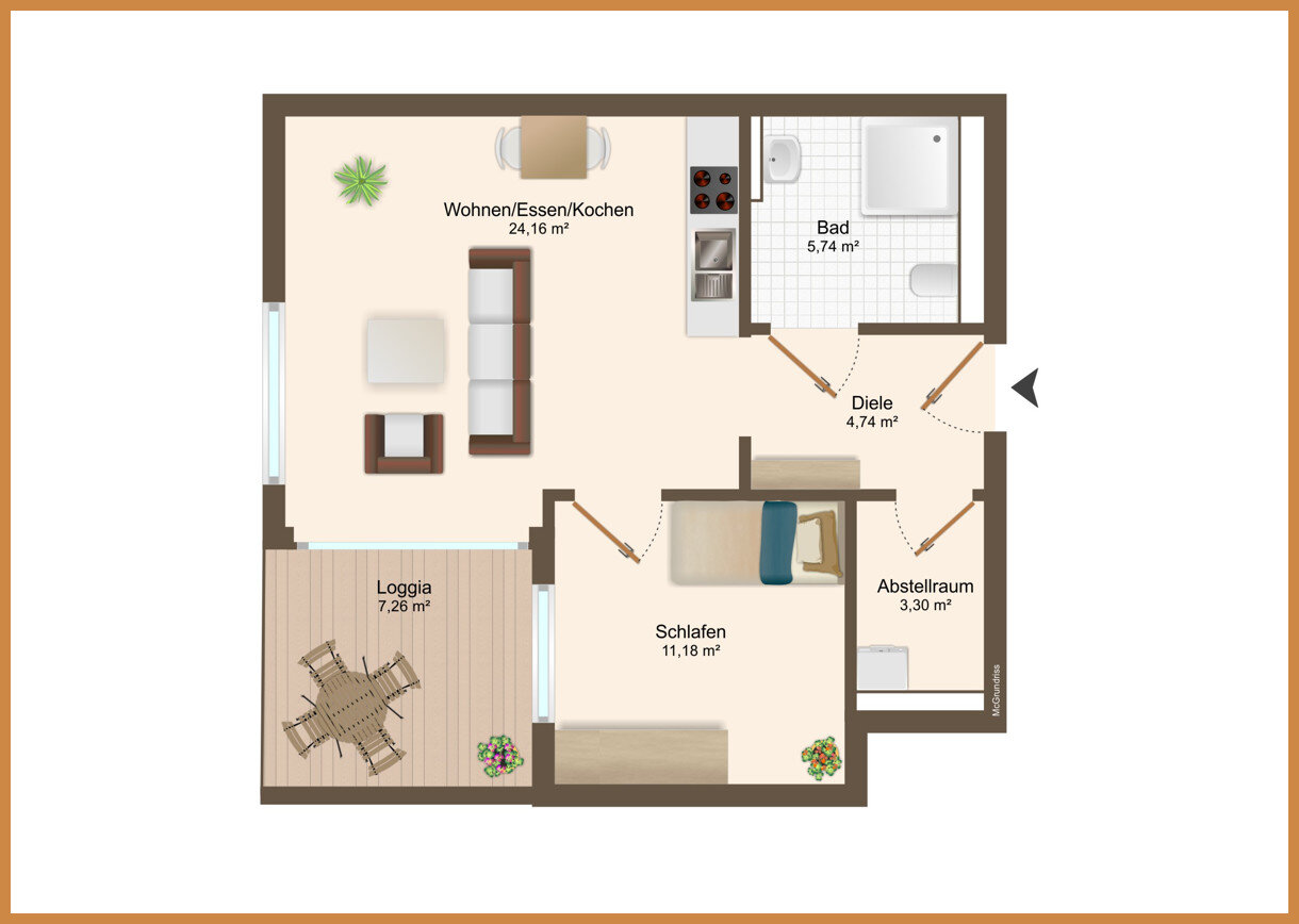 Wohnung zum Kauf 195.000 € 2 Zimmer 53 m²<br/>Wohnfläche 1.<br/>Geschoss Zell Zell am Harmersbach 77736