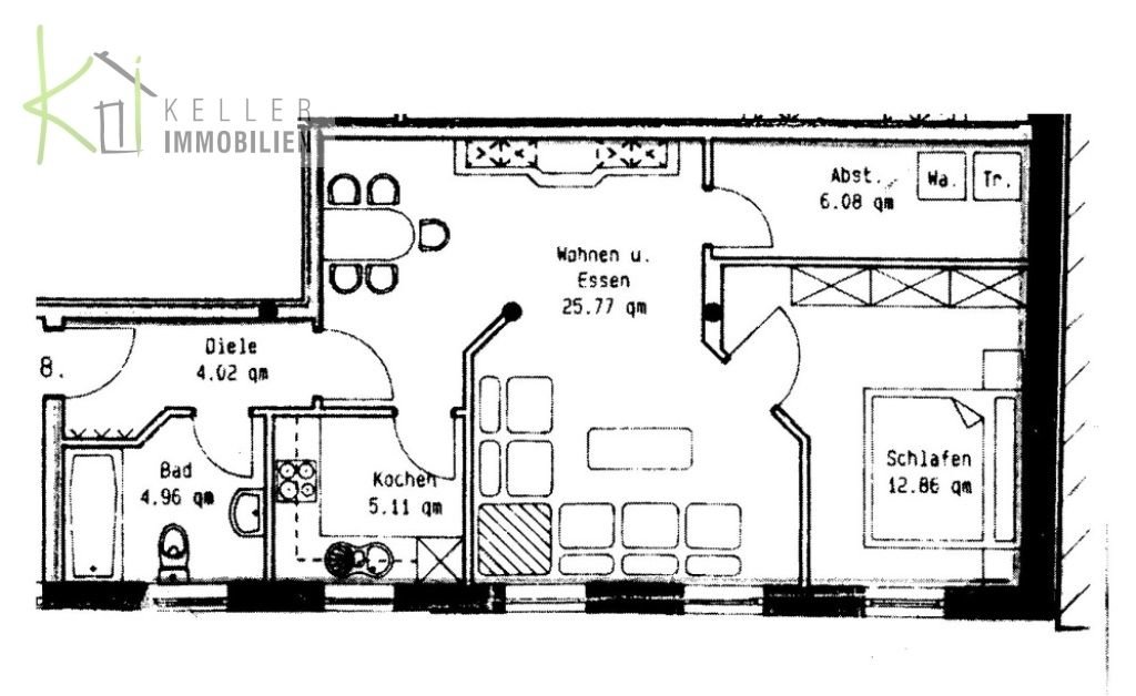 Wohnung zur Miete 270 € 2 Zimmer 55 m²<br/>Wohnfläche 2.<br/>Geschoss ab sofort<br/>Verfügbarkeit Grünanger 8 Werdau Werdau 08412