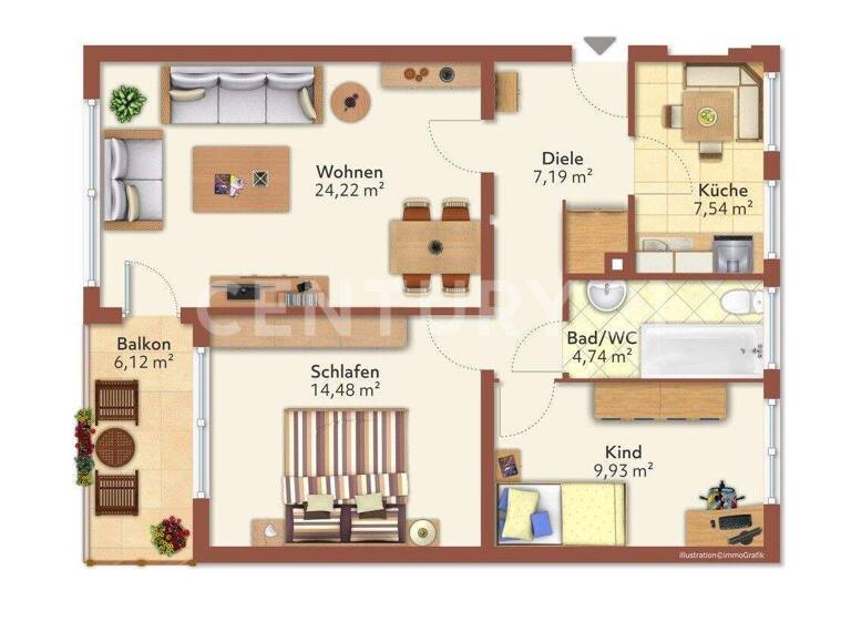 Wohnung zur Miete 800 € 3 Zimmer 68,5 m² 2. Geschoss frei ab 01.04.2026 Herdecke 58313