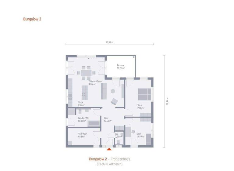 Bungalow zum Kauf 459.700 € 3 Zimmer 118,2 m² 720 m² Grundstück Harthausen Gammertingen 72501