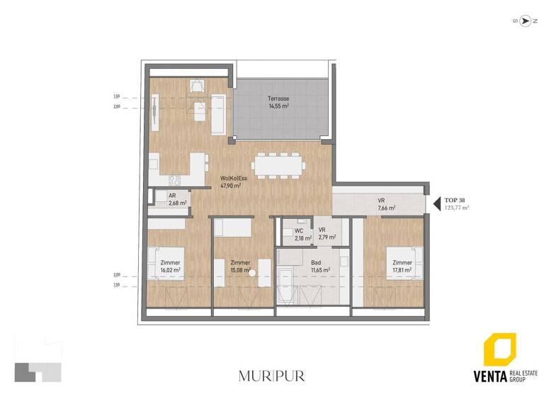 Penthouse zum Kauf 827.937 € 4 Zimmer 123,8 m² 5. Geschoss Lagergasse 56 Gries Graz 8020