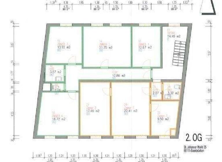 Wohnung zur Miete 795 € 3 Zimmer 89 m² 2. Geschoss frei ab sofort St. Johanner Markt 35 St Johann Saarbrücken 66111