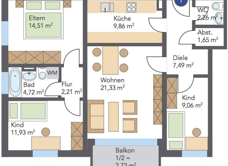 Wohnung zur Miete 580 € 3 Zimmer 73,5 m² 5. Geschoss Dr.-Wachler-Weg 37 Steinberg Goslar 38640