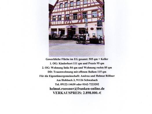 Mehrfamilienhaus zum Kauf provisionsfrei 2.898.000 € 18 Zimmer 489 m² 1.117 m² Grundstück Königstraße 11 Schwabach 91126