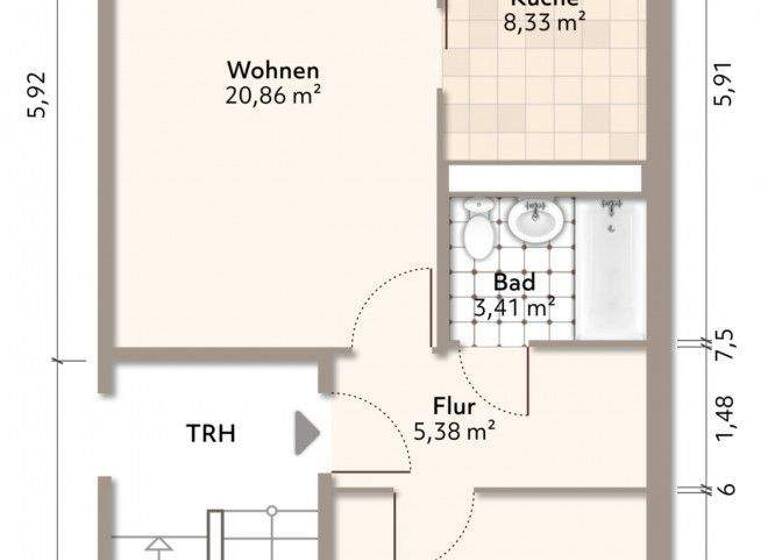 Wohnung zur Miete 329 € 2 Zimmer 54,7 m² 4. Geschoss frei ab 01.05.2026 F.-Ebert-Straße 31 Bautzen 02625