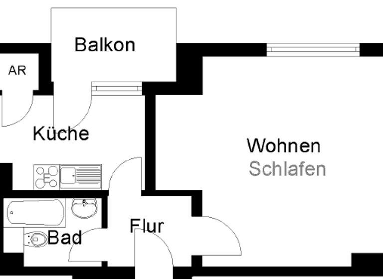 Wohnung zur Miete 287 € 1,5 Zimmer 41 m² 3. Geschoss frei ab 01.04.2026 Robert-Koch-Straße 12 Wanne Herne 44649