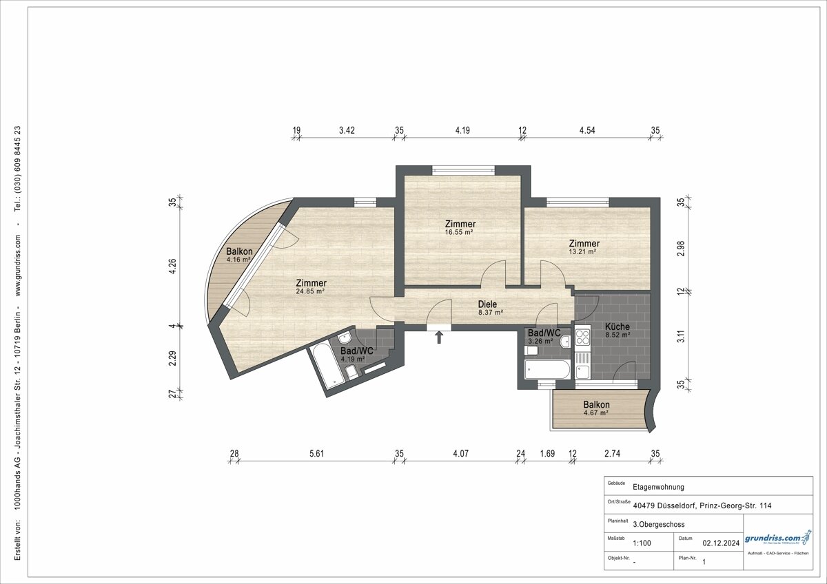 Wohnung zum Kauf 399.000 € 3 Zimmer 82 m²<br/>Wohnfläche Pempelfort Düsseldorf 40479