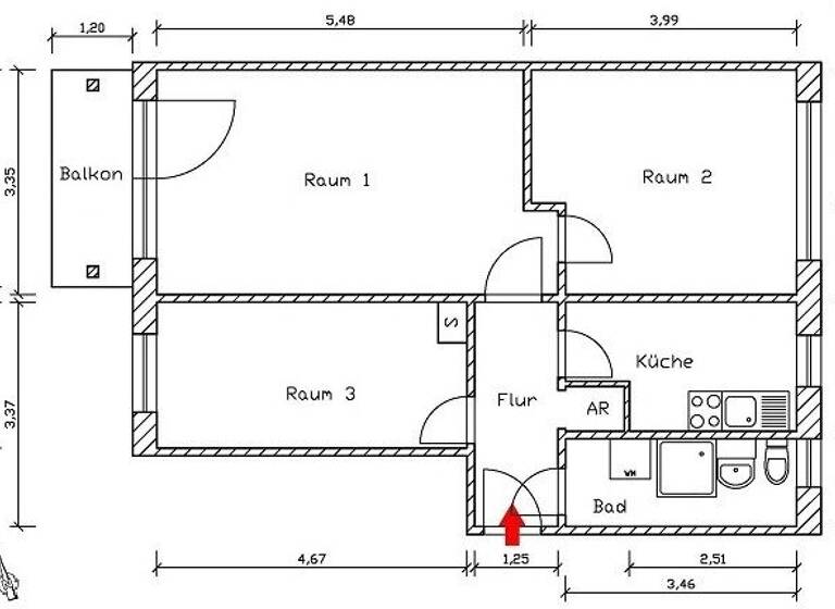 Wohnung zur Miete 414 € 3 Zimmer 57,2 m² 1. Geschoss frei ab 01.07.2026 Rosenowstr. 28b Mockau-Nord Leipzig 04357