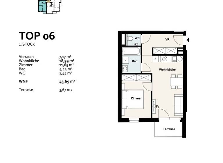 Wohnung zum Kauf - Erstbezug 274.500 € 2 Zimmer 43,7 m² 1. Geschoss Baumergasse 2a Wien 1210