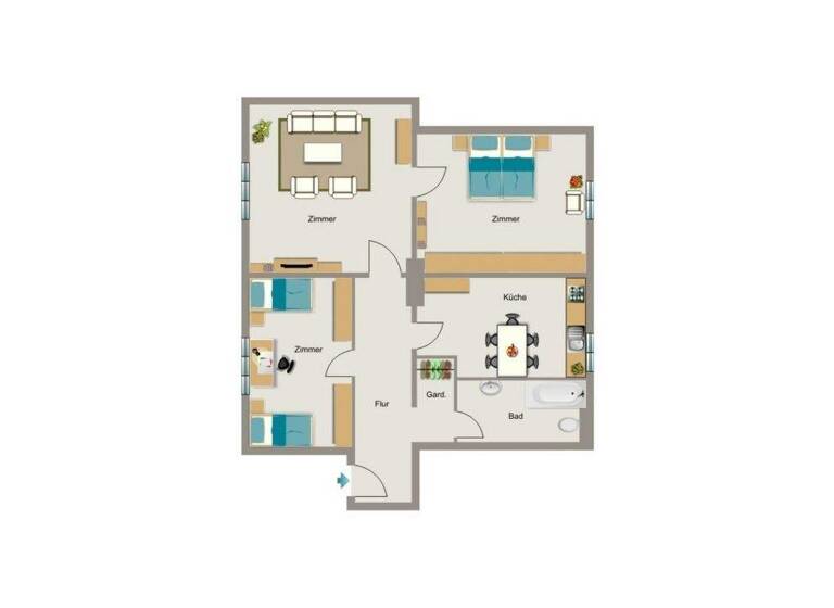 Wohnung zur Miete 438 € 3,5 Zimmer 68,7 m² 1. Geschoss Kampstraße 124 Obermarxloh Duisburg 47166