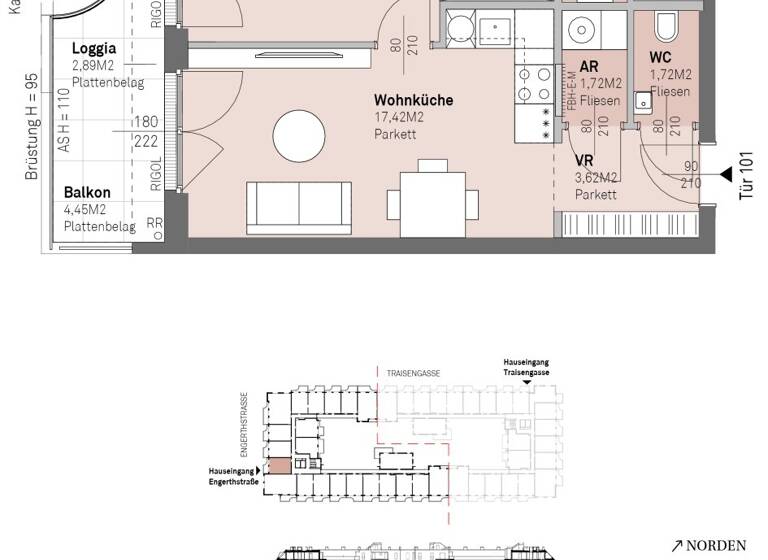 Wohnung zum Kauf - Erstbezug 315.900 € 2 Zimmer 42,3 m² 5. Geschoss frei ab 30.06.2028 Engerthstraße 111 Wien 1200