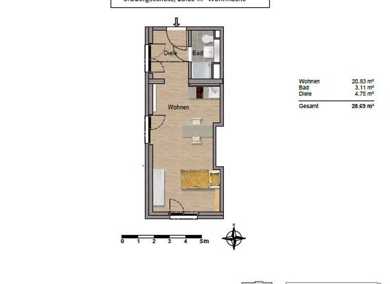 Studio zur Miete 945 € 1 Zimmer 28,7 m² 5. Geschoss Lyoner Straße 50 Schwanheim Frankfurt am Main 60528