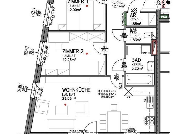 Wohnung zur Miete - Erstbezug 914 € 3 Zimmer 74,9 m² 1. Geschoss Am Bahndamm Eisenstadt 7000
