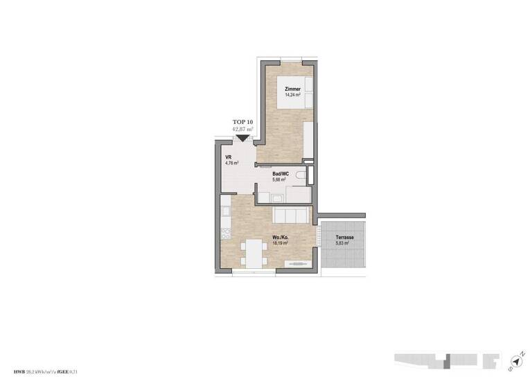 Wohnung zum Kauf - Erstbezug 254.220 € 2 Zimmer 42,9 m² 2. Geschoss Lindweg 13 Geidorf Graz 8010
