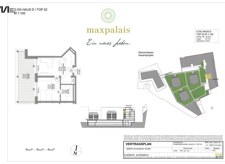 Terrassenwohnung zum Kauf - Erstbezug 349.000 € 2 Zimmer 50,9 m² 5. Geschoss frei ab sofort Kaigasse Innere Stadt Villach 9500