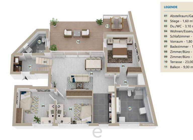 Penthouse zum Kauf 610.000 € 4 Zimmer 97,6 m² 3. Geschoss Grabenhof Wels 4600