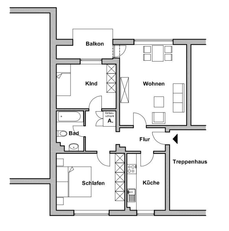 Wohnung zur Miete 470 € 3 Zimmer 69,9 m²<br/>Wohnfläche 1.<br/>Geschoss Oldensworth 11 St.-Jürgen-Schule Schleswig 24837