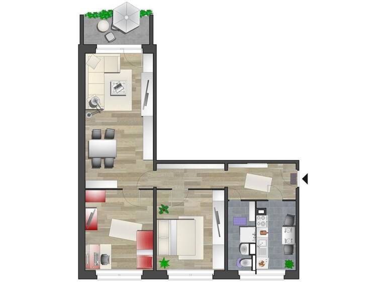 Wohnung zur Miete 430 € 3 Zimmer 70,9 m² 6. Geschoss frei ab 01.07.2026 Augsburger Str. 54 Bernsdorf Chemnitz 09126