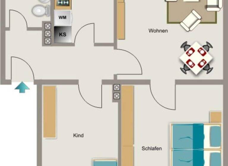 Wohnung zur Miete 436 € 3,5 Zimmer 55,2 m² 1. Geschoss frei ab 01.06.2026 Unter den Kastanien 27 Wehofen Duisburg 47179