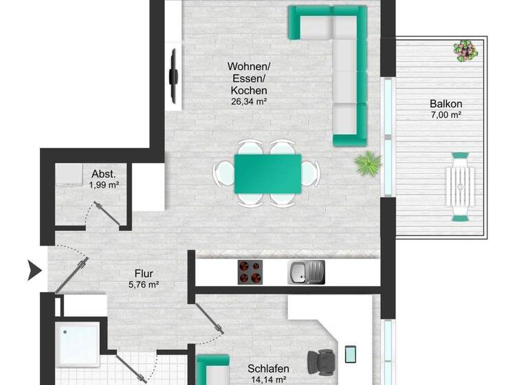 Wohnung zum Kauf provisionsfrei 276.384 € 2 Zimmer 57,6 m² 2. Geschoss Schuttern Friesenheim 77948