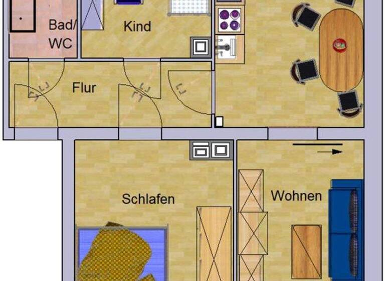 Wohnung zur Miete 314 € 3 Zimmer 52,4 m² 1. Geschoss frei ab sofort Frankenberg 09669
