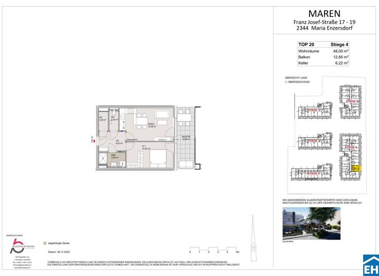 Wohnung zum Kauf 329.000 € 2 Zimmer 48 m² 1. Geschoss Franz Josef-Straße Maria Enzersdorf 2344
