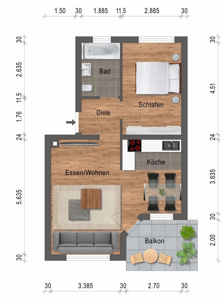 Wohnung zum Kauf 225.000 € 2,5 Zimmer 53,8 m²<br/>Wohnfläche Nordheim Nordheim 74226